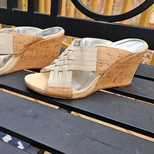 Donald J Pliner Sandals Womens Beige Gift Wedge Nude Cork Slip On Casual Sz  8.5